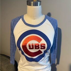 PINK Victoria's Secret Blue and White Baseball Tee.